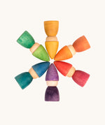 Grapat set of 6 Rainbow Tomten Figures. Grapat have a wide range of open ended wooden toys and loose parts available at Babipur. 