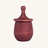Grapat Red Little Things. A wooden top with eye drawn on and a red coloured pot to match. Grapat have a wide range of wooden toys and loose parts available at Babipur. 