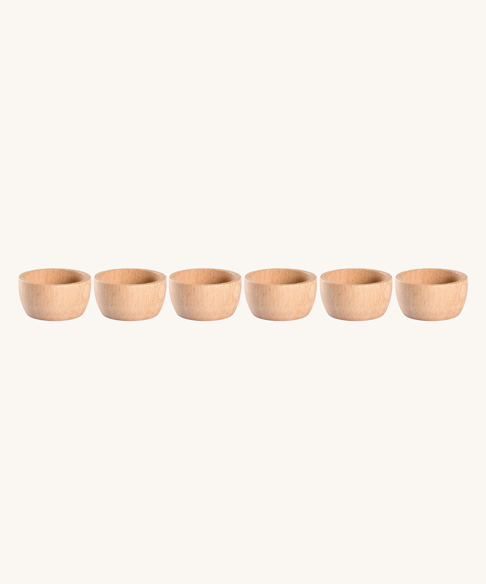 Grapat 6 small Natural Montessori Sorting Toy Bowls. These wooden toys are part of a wide range of open ended toys available at Babipur.  