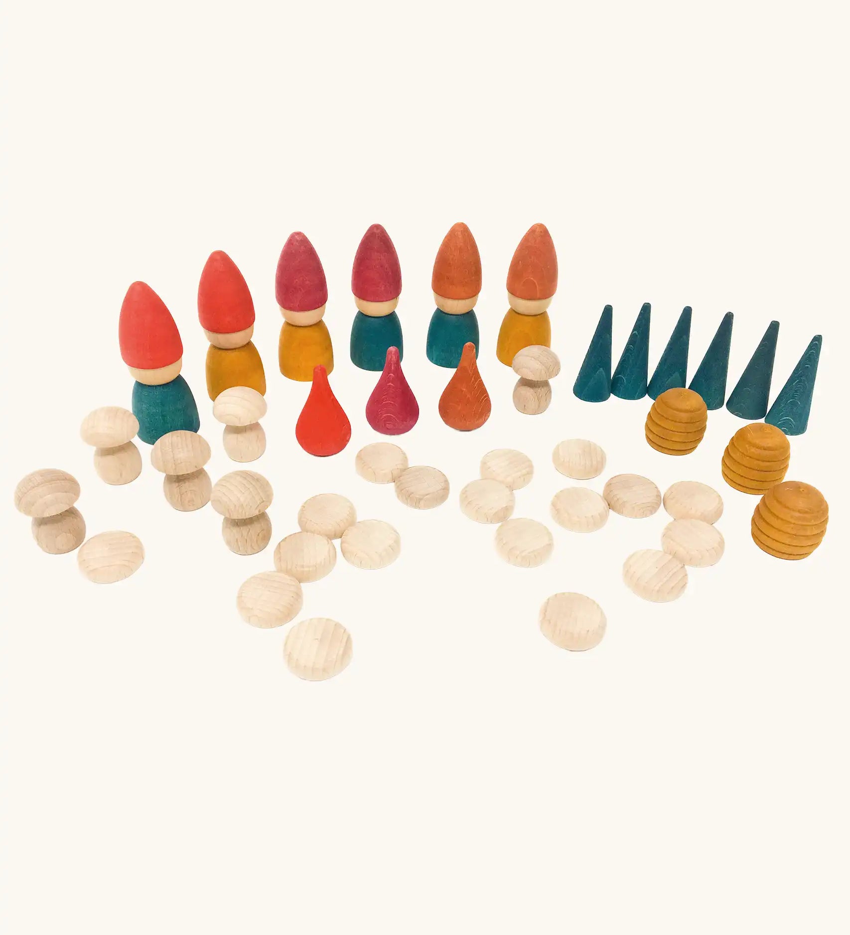 Grapat Tomten Nins wooden peg dolls and loose parts play set. 