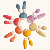 Grapat hand crafted wooden insect set painted in different colours, includes ladybirds slugs and ants 