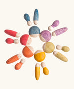 Grapat hand crafted wooden insect set painted in different colours, includes ladybirds slugs and ants 