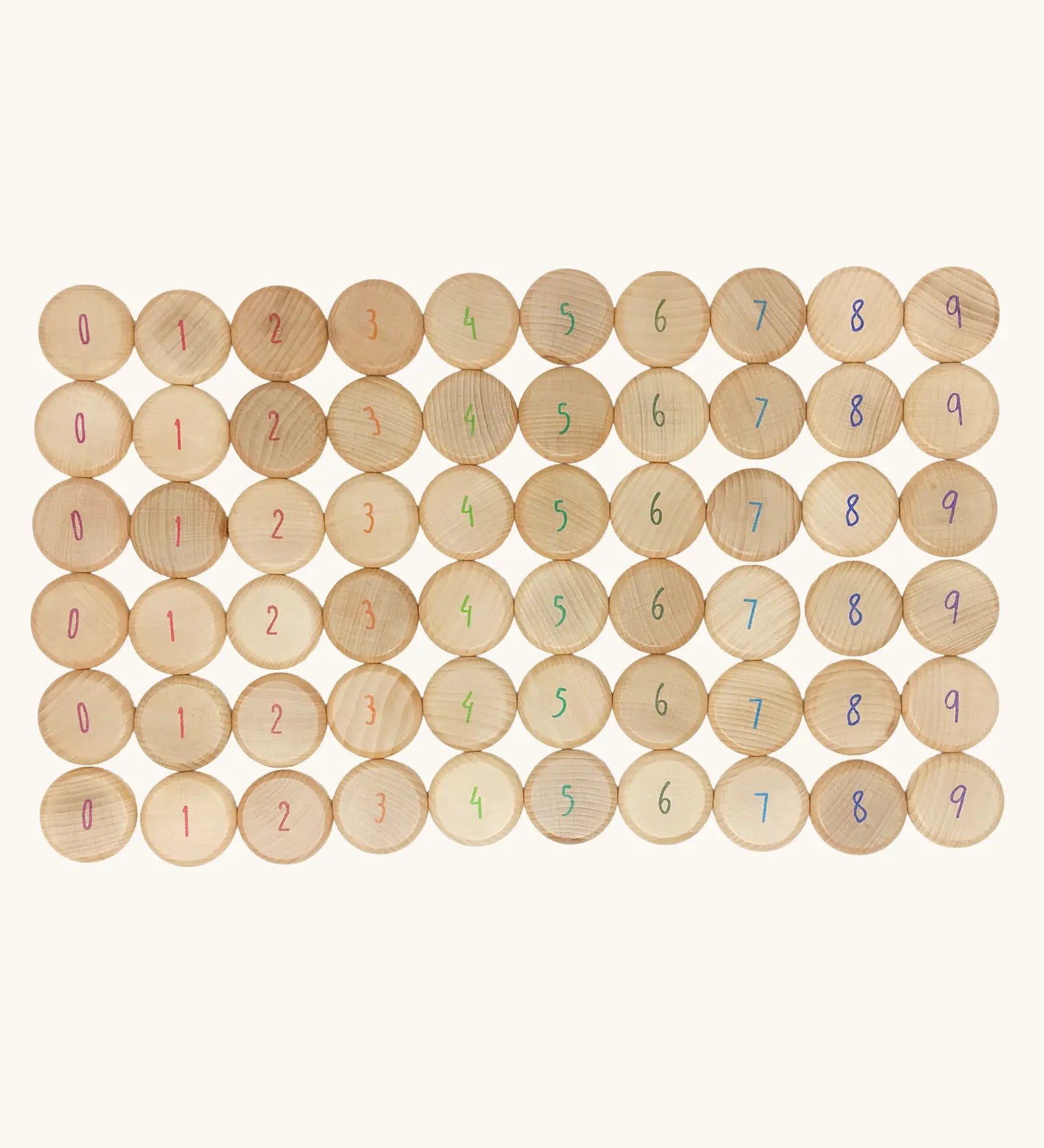 Grapat 60 Counting Coins, 6 coins of each, 0, 1, 2, 3, 4, 5, 6, 7, 8 and 9. 