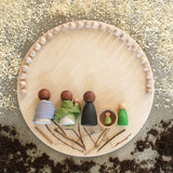 The Grapat wooden toy Construction Platform in use with toys placed on it. Grapat have a wide range of wooden toys and loose parts available at Babipur. 