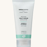 Green People Fruit Scrub Exfoliator on a plain background. 