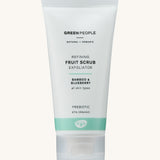 Green People Fruit Scrub Exfoliator on a plain background. 
