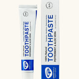 Organic People peppermint and aloe vera toothpaste showing the white tube next to a matching box