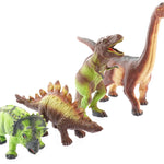 Green rubber toys sustainable biodegradable dinosaur toy set on a white background