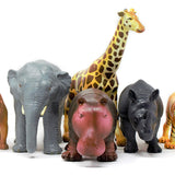 Green Rubber Toys biodegradable natural rubber jungle animals set on a white background