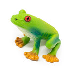 Green rubber toys eco-friendly natural rubber tree frog toy sat on a white background