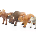 Green rubber toys eco-friendly Northern wild animals toy set on a white background