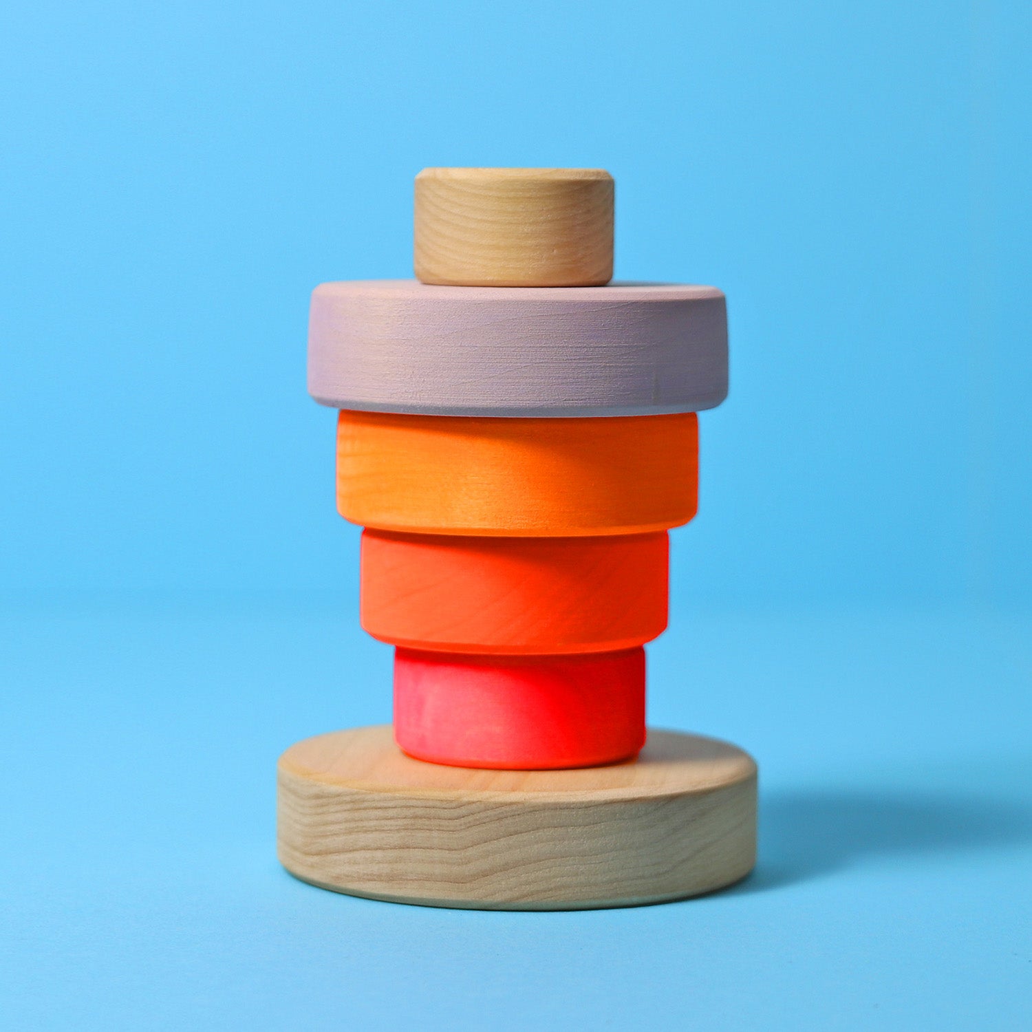 Grimm's Small Conical Wooden Stacking Tower Toy - Neon Pink – Babipur