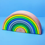 Grimm's 10 piece wooden rainbow in neon green.