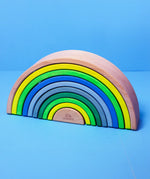 Grimm's 10 piece wooden rainbow in neon green.