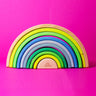 Grimm's 10 piece wooden rainbow in neon green.