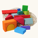 Grimm's 30 Coloured wooden Geo Blocks.