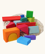 Grimm's 30 Coloured wooden Geo Blocks.