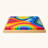 Grimm's Large 4 Elements wooden Building Set in a storage tray.