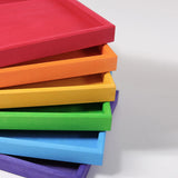 Grimm's handcafted wooden frames in a rainbow palette showing corner detail 