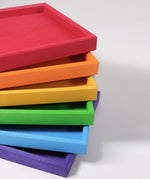 Grimm's handcafted wooden frames in a rainbow palette showing corner detail 