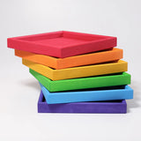 Stack of 6 handcrafted wooden Grimm's frames in a rainbow palette. 