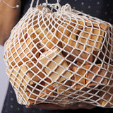 Grimm's 60 natural geo wooden building blocks in a net storage bag