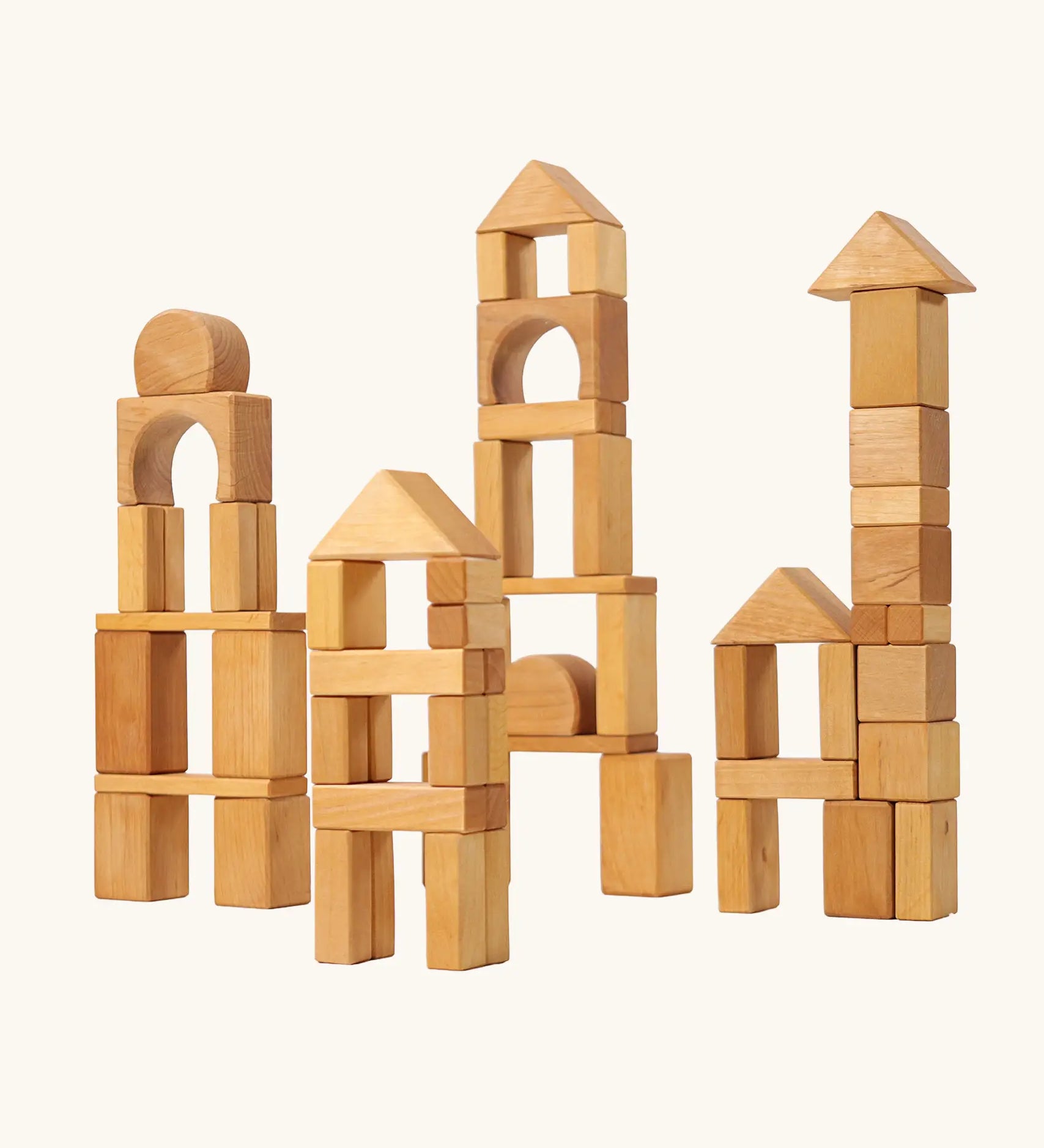 Grimm's 60 natural geo wooden building blocks. 