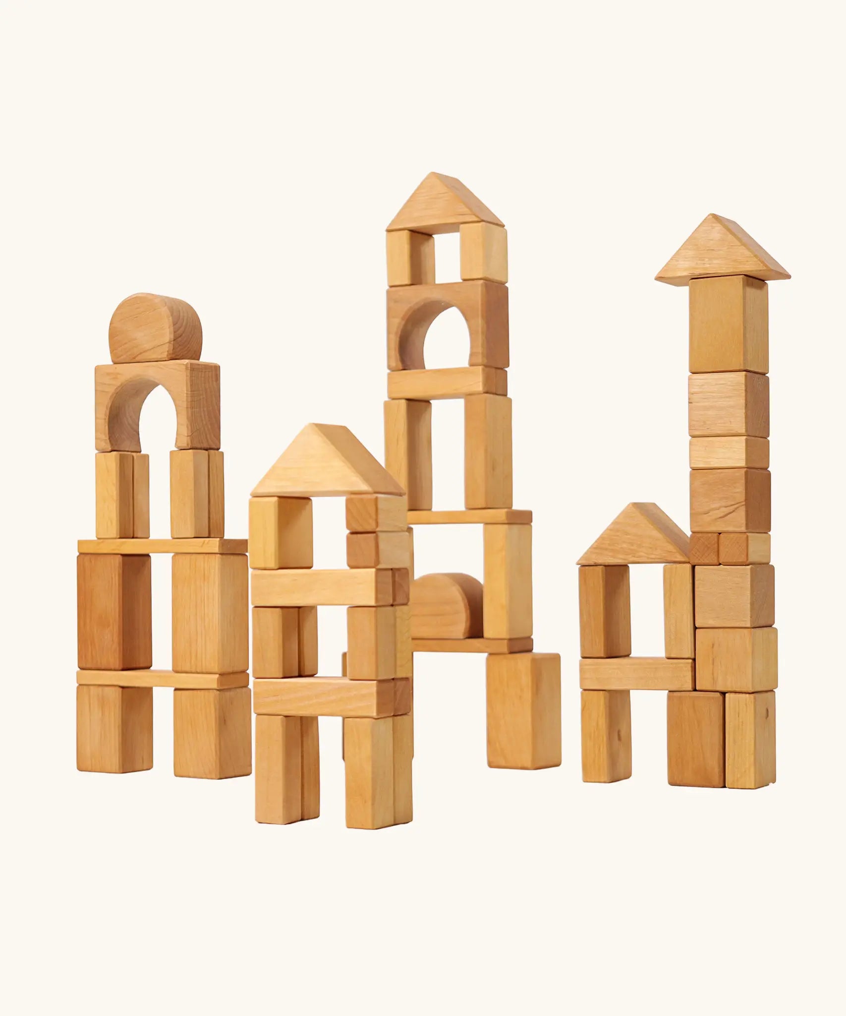 Grimm's 60 natural geo wooden building blocks. 