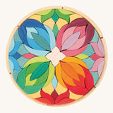 Grimm's Lara Mandala Building Set in a wooden tray.