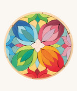 Grimm's Lara Mandala Building Set in a wooden tray.