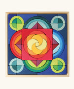 Grimm's arcs in squares wooden building set in a wooden tray base.