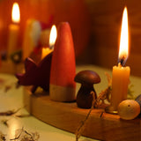 A warm and cosy Autumn inspired display using a Grimm's Waldorf Celebration Ring, Grimm's decorative figures, Grimm's Candles and a Grapat nin figure available at Babipur.