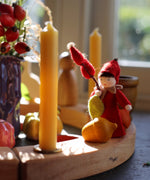 A beautiful Autumn inspired display using a Grimm's Waldorf Celebration Ring, Grimm's decorative figures, Grimm's Candles and a Ambrosius doll available at Babipur.