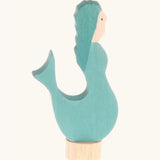Grimm's handcrafted blue mermaid decorative figure with a unpainted stand 