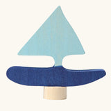 Grimm's blue sailing boat decorative figure for celebration rings.