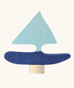 Grimm's blue sailing boat decorative figure for celebration rings.