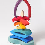 The pieces from the Grimm's Stacking Tower Boat used to create a stack.