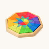 Grimm's Building Octagon Puzzle in a wooden storage frame tray. 