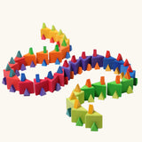 Grimm's large and small Building Octagon Puzzle pieces used to create a snake like shape.