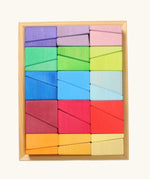 Grimm's sloping blocks building set in a wooden storage display tray.