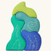 Grimm's casa aqua wooden toy stacking puzzle. Four piece simple wooden block puzzle toy in a mix of blue and green colours. 
