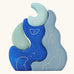 Grimm's casa luna wooden stacking puzzle toy. Simple 4 piece blue blocks stacking toy. 