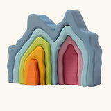 Grimm's cave arch stacker pastel wooden toy.