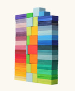 Grimm's colour charts rally wooden toy set. 74 piece rainbow coloured block set.