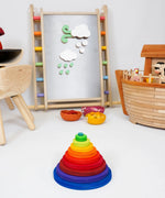 A simple stack using the rings and disks from Grimms concentric set in the counting by colour palette 