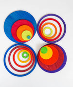 Grimms concentric set showing the rings and disk in counting by colour palette sorted into 4 piles 