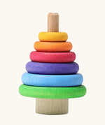 Grimm's handcrafted wooden conical tower stacking decorative figure with a unpainted stand