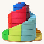 Grimm's Counter-Rotating Stepped Spiral wooden block set. 