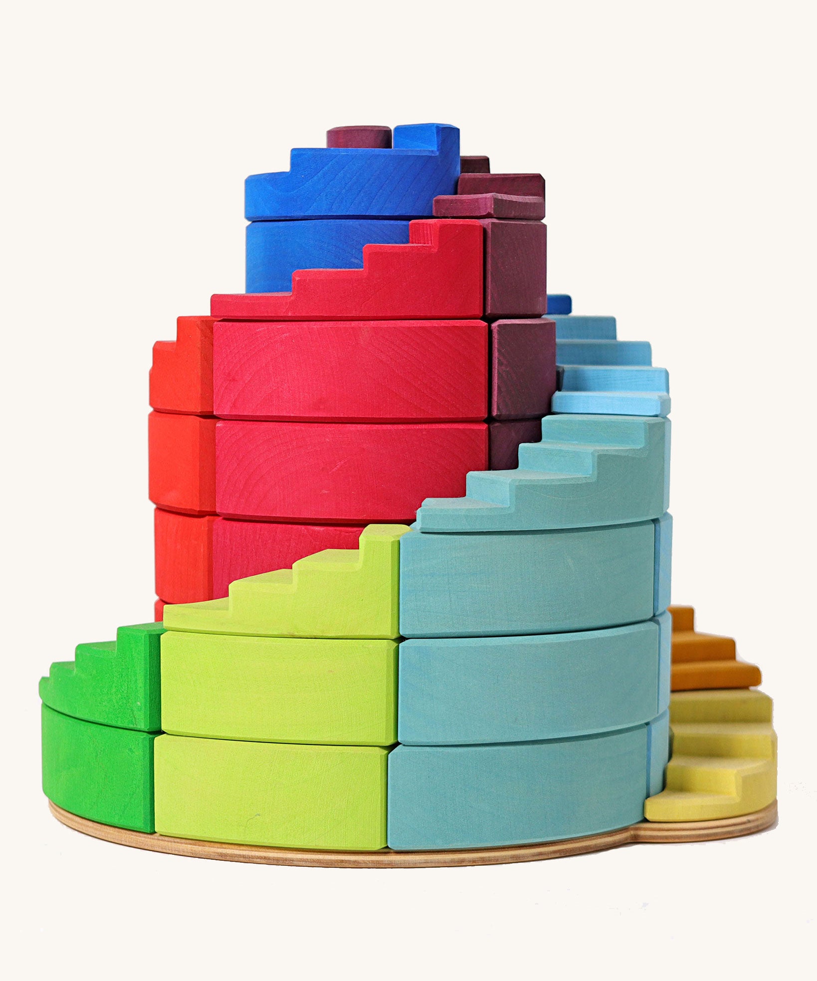 Grimm's Counter-Rotating Stepped Spiral wooden block set. 