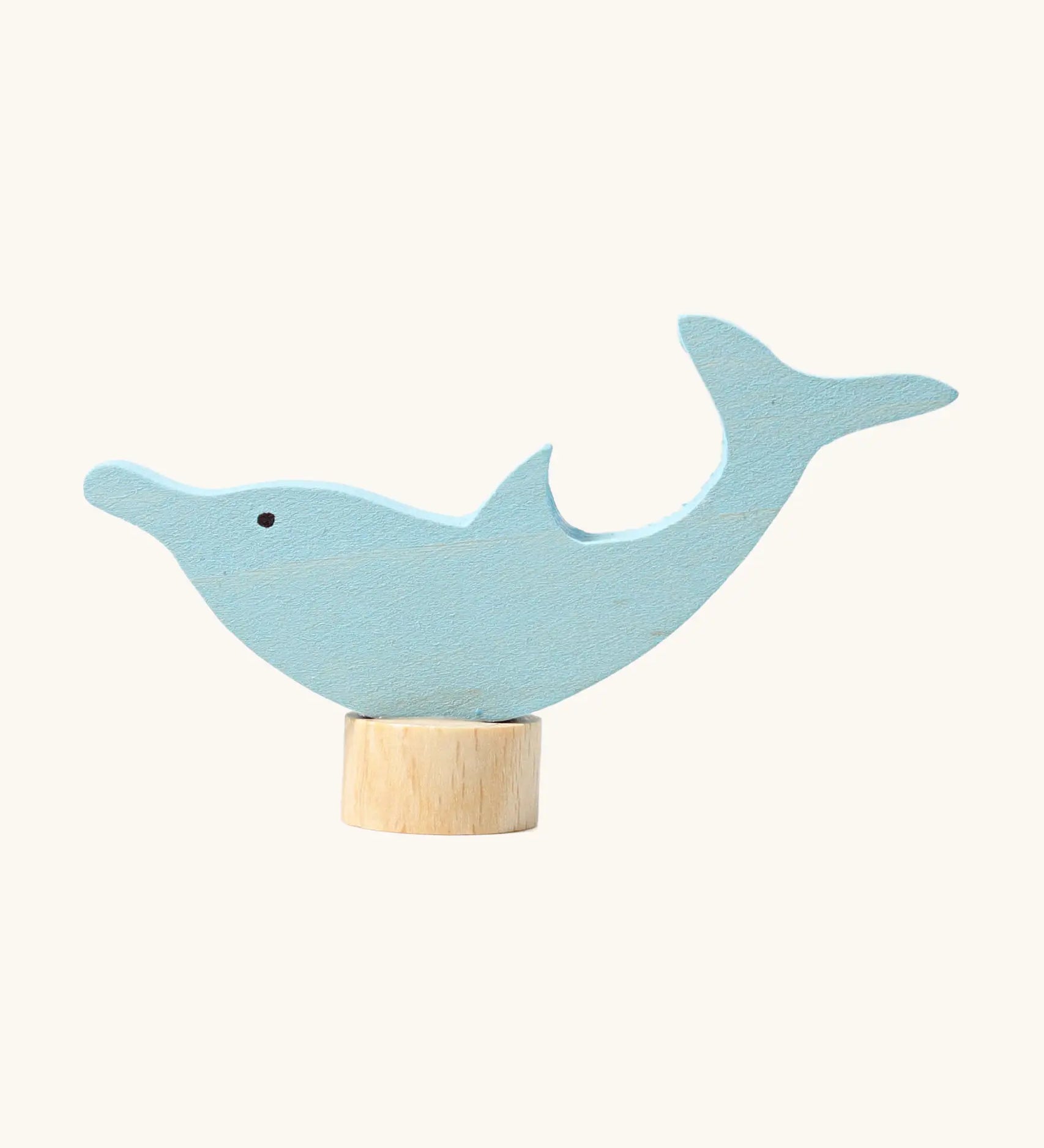 Grimm's handcrafted wooden dolphin decorative figure with a unpainted stand